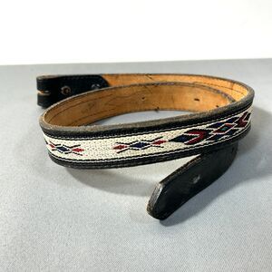 3-D DDD Womens Size 28 Leather Belt Aztec Blanket Weave Black